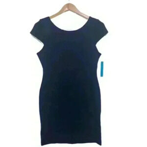 Alice + Olivia Backless Cap Sleeve Bodycon Navy Dress